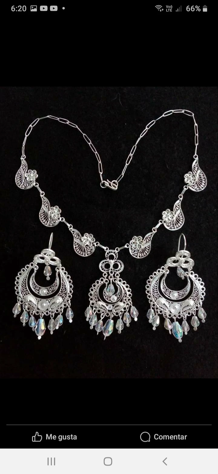 Collar y aretes, modelo Candonga. - Joyería La Filigrana Trujillo